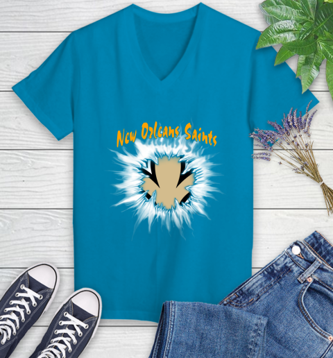 New Orleans Saints NFL Football Adoring Fan Rip Sports Women's V-Neck T-Shirt 7