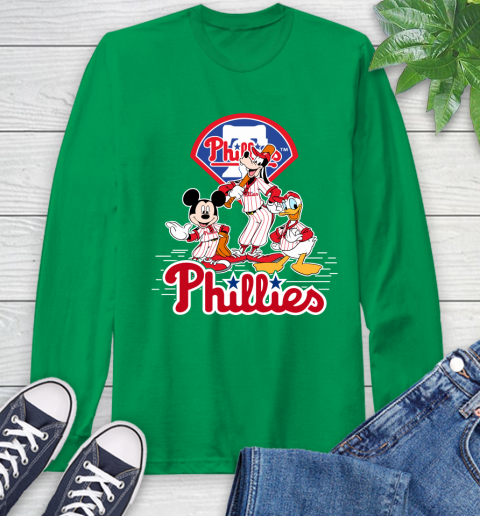 MLB Philadelphia Phillies Mickey Mouse Donald Duck Goofy Baseball T Shirt Long Sleeve T-Shirt 8