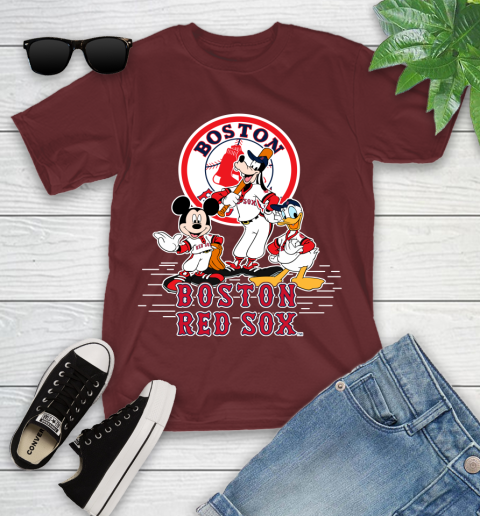 MLB Boston Red Sox Mickey Mouse Donald Duck Goofy Baseball T Shirt Youth T-Shirt 14