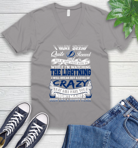 Tampa Bay Lightning NHL Hockey Don't Mess With Me While I'm Watching My Team V-Neck T-Shirt 3
