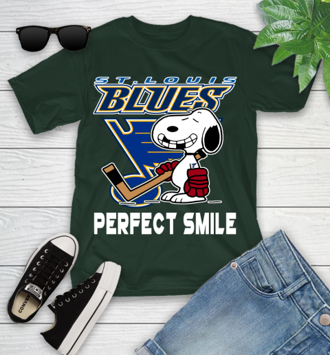NHL St.Louis Blues Snoopy Perfect Smile The Peanuts Movie Hockey T Shirt Youth T-Shirt 5