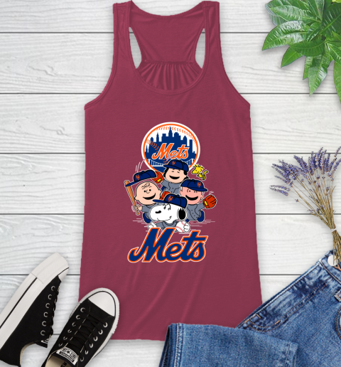 MLB New York Mets Snoopy Charlie Brown Woodstock The Peanuts Movie Baseball T Shirt Racerback Tank 7