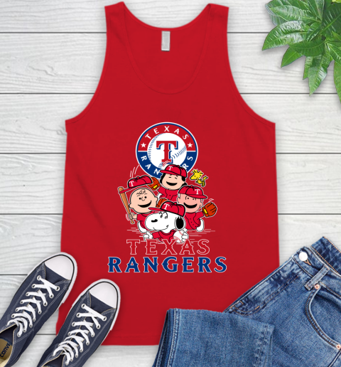 MLB Texas Rangers Snoopy Charlie Brown Woodstock The Peanuts Movie Baseball T Shirt Tank Top 5