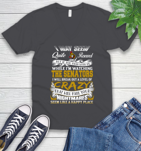 Ottawa Senators NHL Hockey Don't Mess With Me While I'm Watching My Team V-Neck T-Shirt 4