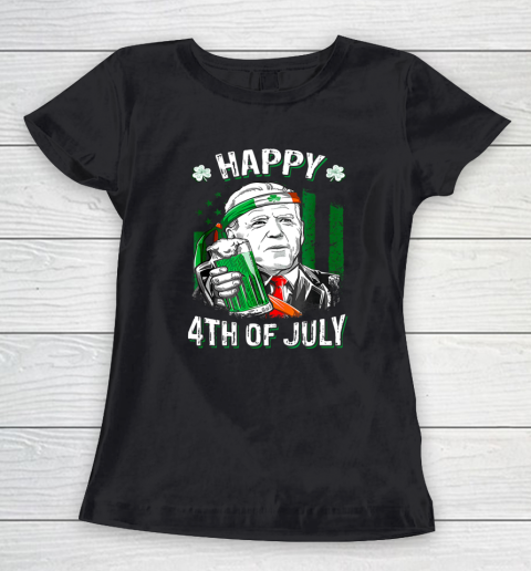 Anti Joe Biden St Patricks Day Shirt Funny Happy 4th Of July America Flag Women's T-Shirt