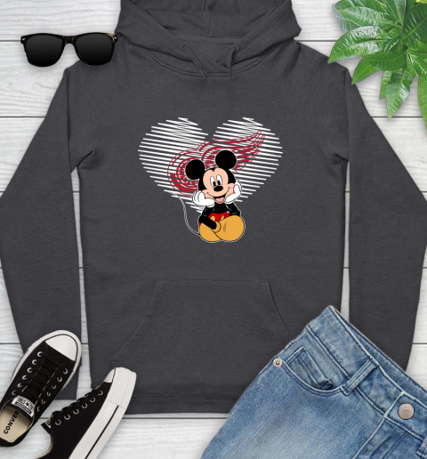 NHL Detroit Red Wings The Heart Mickey Mouse Disney Hockey Youth Hoodie 8