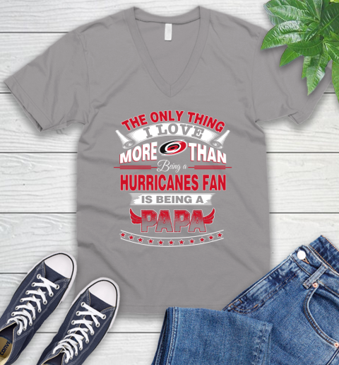 NHL The Only Thing I Love More Than Being A Carolina Hurricanes Fan Is Being A Papa Hockey V-Neck T-Shirt 3