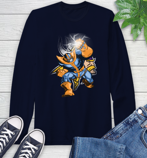 Minnesota Vikings NFL Football Thanos Avengers Infinity War Marvel Long Sleeve T-Shirt 3