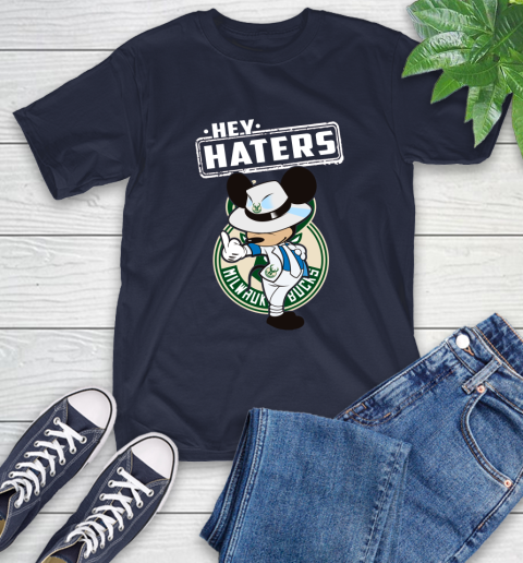 NBA Hey Haters Mickey Basketball Sports Milwaukee Bucks T-Shirt 3