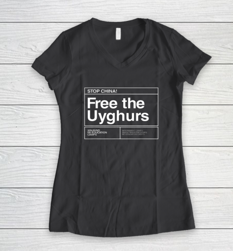 Free the Uyghurs Stop China Women's V-Neck T-Shirt 4