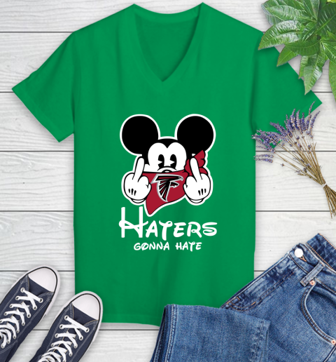 NFL Atlanta Falcons Haters Gonna Hate Mickey Mouse Disney Football T Shirt Women's V-Neck T-Shirt 5