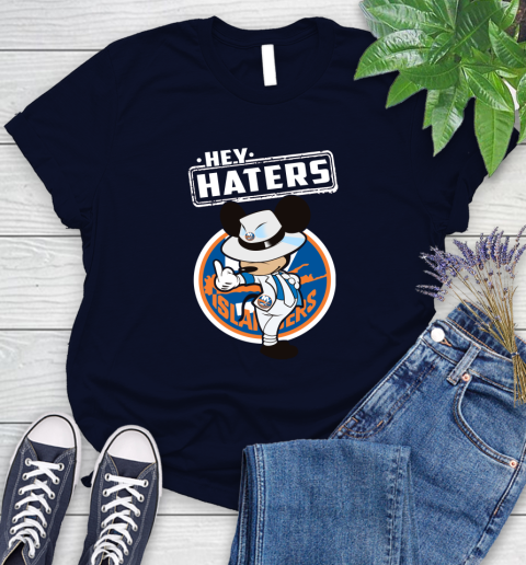NHL Hey Haters Mickey Hockey Sports New York Islanders Women's T-Shirt 2