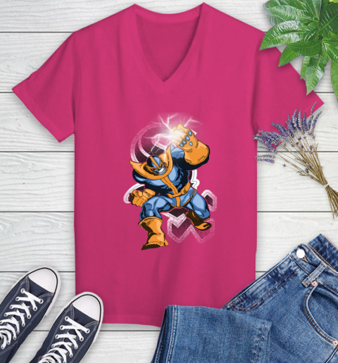 Chicago White Sox MLB Baseball Thanos Avengers Infinity War Marvel Women's V-Neck T-Shirt 9