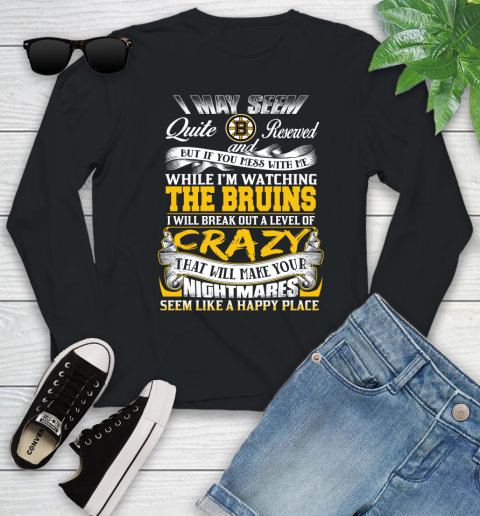 Boston Bruins NHL Hockey Don't Mess With Me While I'm Watching My Team Youth Long Sleeve