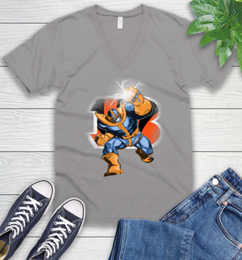 Cincinnati Bengals NFL Football Thanos Avengers Infinity War Marvel V-Neck T-Shirt 3