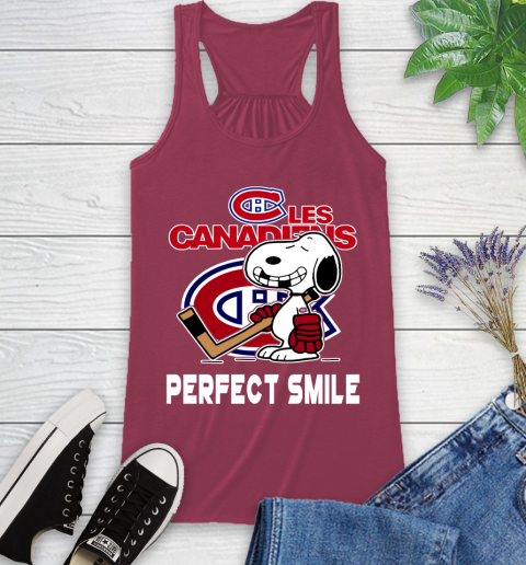 NHL Montreal Canadiens Snoopy Perfect Smile The Peanuts Movie Hockey T Shirt Racerback Tank 7