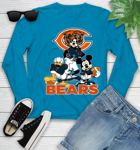 NFL Chicago Bears Mickey Mouse Donald Duck Goofy Football Shirt Youth Long Sleeve 8