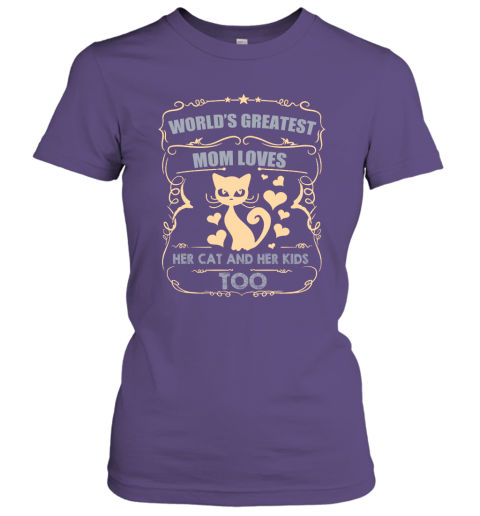 World's Greatest Mom Loves Cat and Her Kids Too Cat Mom Gift Women Tee