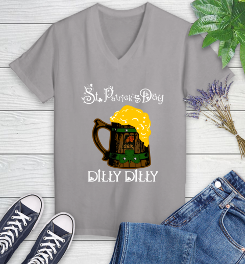 NBA Phoenix Suns St Patrick's Day Dilly Dilly Beer Basketball Sports Women's V-Neck T-Shirt 4
