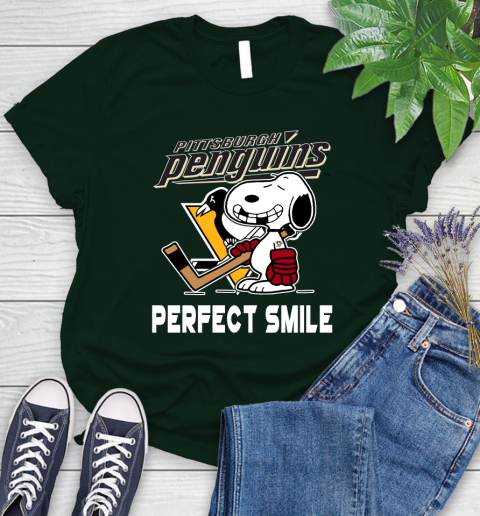 NHL Pittsburgh Penguins Snoopy Perfect Smile The Peanuts Movie Hockey T Shirt Women's T-Shirt 6