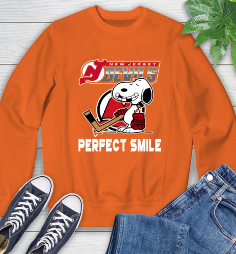 NHL New Jersey Devils Snoopy Perfect Smile The Peanuts Movie Hockey T Shirt Sweatshirt 3