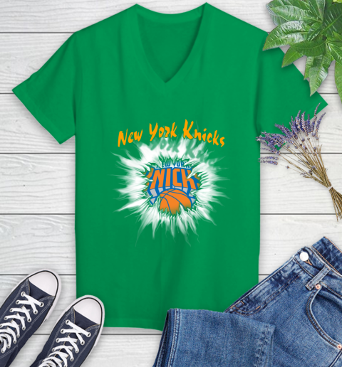 New York Knicks NBA Basketball Rip Sports Women's V-Neck T-Shirt 5