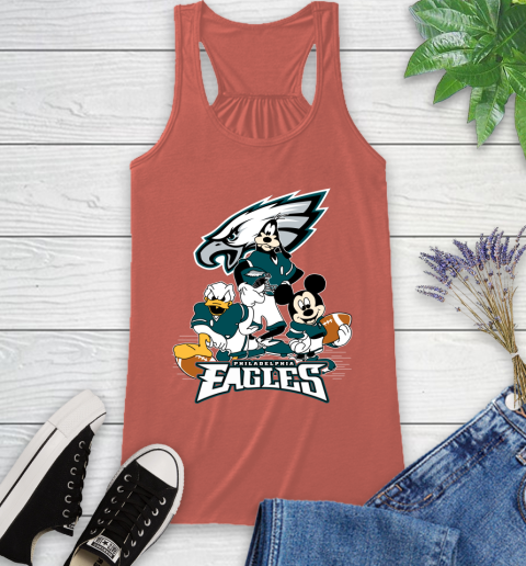 NFL Philadelphia Eagles Mickey Mouse Donald Duck Goofy Football Shirt Racerback Tank 3