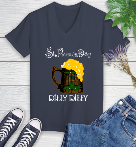 NBA Golden State Warriors St Patrick's Day Dilly Dilly Beer Basketball Sports Women's V-Neck T-Shirt 12