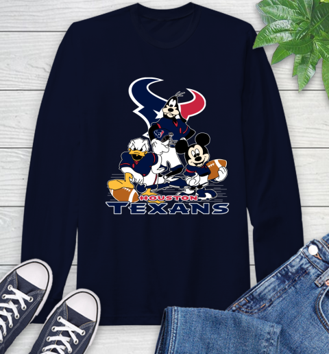 NFL Houston Texans Mickey Mouse Donald Duck Goofy Football Shirt Long Sleeve T-Shirt 3