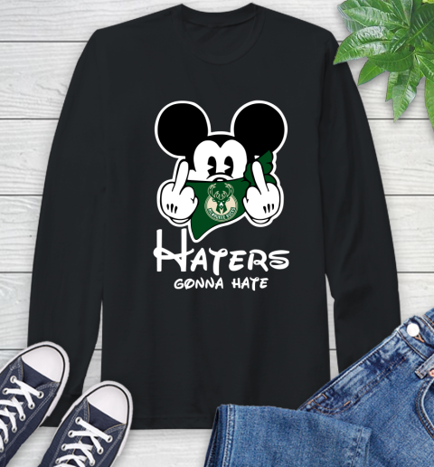 NBA Milwaukee Bucks Haters Gonna Hate Mickey Mouse Disney Basketball T Shirt Long Sleeve T-Shirt