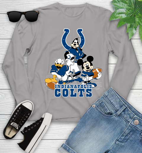 NFL Indianapolis Colts Mickey Mouse Donald Duck Goofy Football Shirt Youth Long Sleeve 5