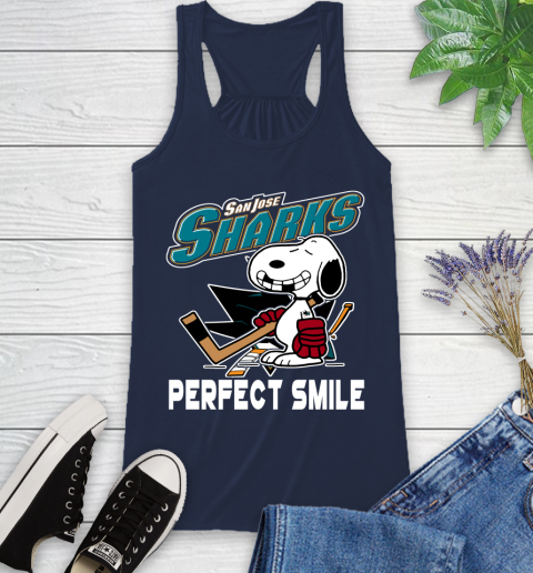 NHL San Jose Sharks Snoopy Perfect Smile The Peanuts Movie Hockey T Shirt Racerback Tank 9