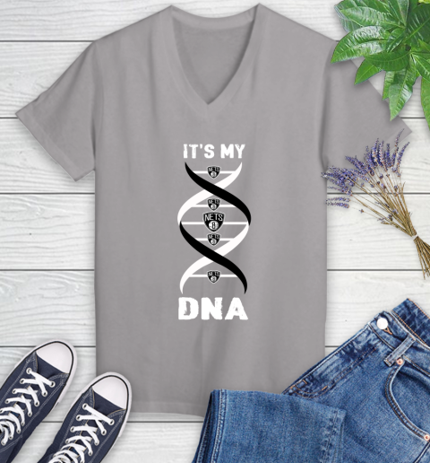 Brooklyn Nets NBA Basketball It's My DNA Sports Women's V-Neck T-Shirt 4