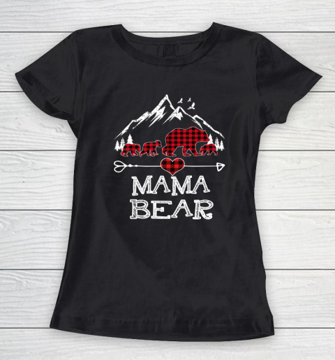 Mama Bear Shirt Red Buffalo Plaid Mama Bear Pajama Women's T-Shirt