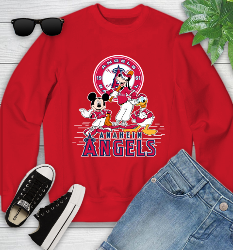 MLB Los Angeles Angels Mickey Mouse Donald Duck Goofy Baseball T Shirt Youth Sweatshirt 8