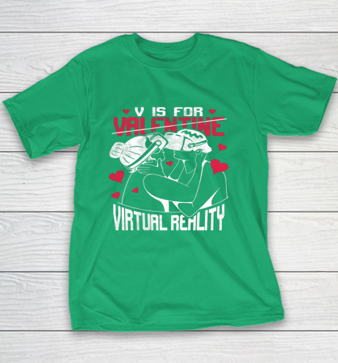 V Is For Virtual Reality Funny Valentine Couples Lovers Kiss Youth T-Shirt 13