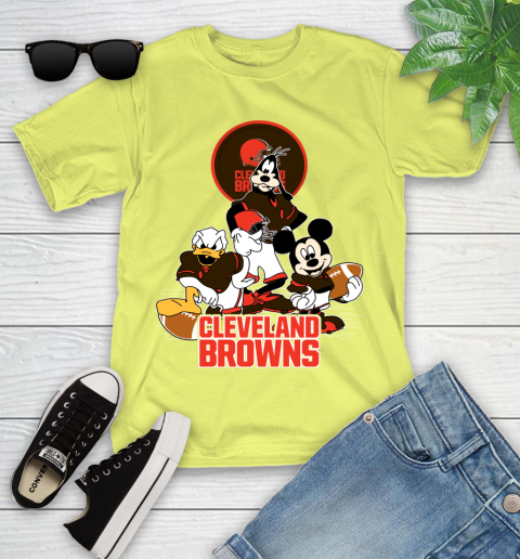 NFL Cleveland Browns Mickey Mouse Donald Duck Goofy Football Shirt Youth T-Shirt 10
