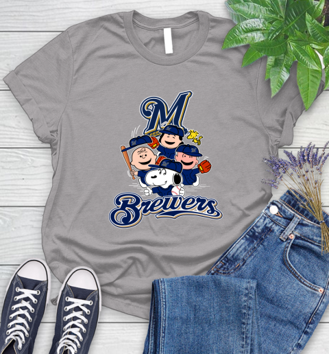 MLB Milwaukee Brewers Snoopy Charlie Brown Woodstock The Peanuts Movie Baseball T Shirt_000 Women's T-Shirt 5