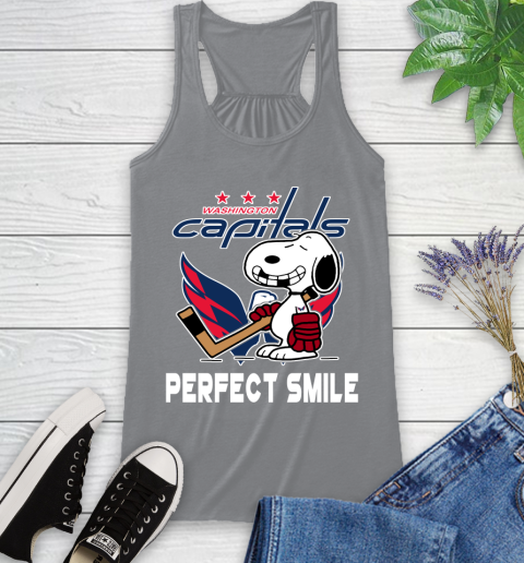 NHL Washington Capitals Snoopy Perfect Smile The Peanuts Movie Hockey T Shirt Racerback Tank 4