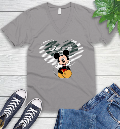 NFL New York Jets The Heart Mickey Mouse Disney Football T Shirt_000 V-Neck T-Shirt 3
