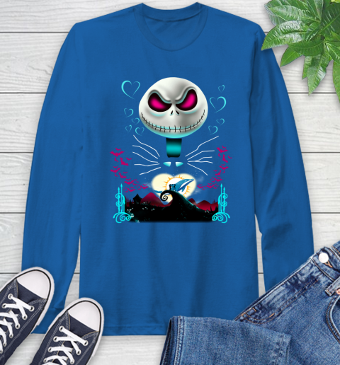NFL Miami Dolphins Jack Skellington Sally The Nightmare Before Christmas Football Long Sleeve T-Shirt 10