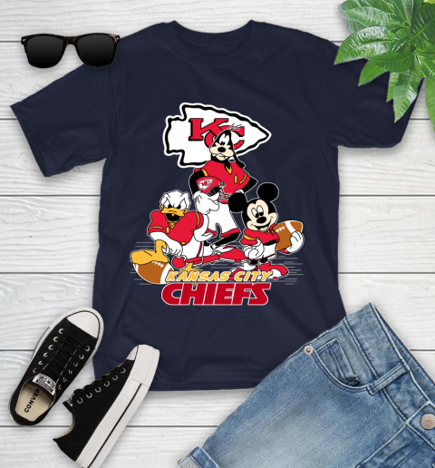 NFL Kansas City Chiefs Mickey Mouse Donald Duck Goofy Football Shirt Youth T-Shirt 2