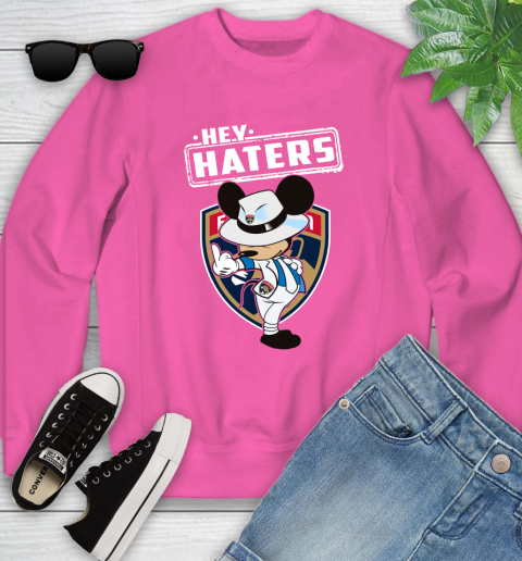 NHL Hey Haters Mickey Hockey Sports Florida Panthers Youth Sweatshirt 6