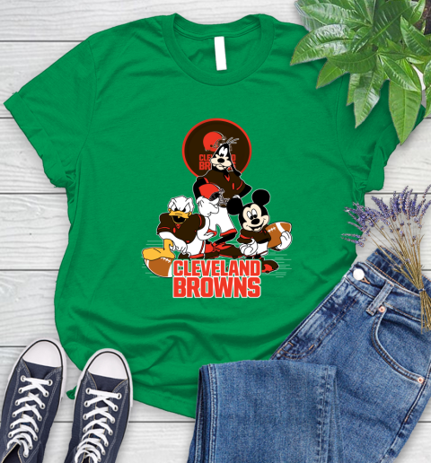 NFL Cleveland Browns Mickey Mouse Donald Duck Goofy Football Shirt Women's T-Shirt 9