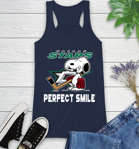 NHL Dallas Stars Snoopy Perfect Smile The Peanuts Movie Hockey T Shirt Racerback Tank 9