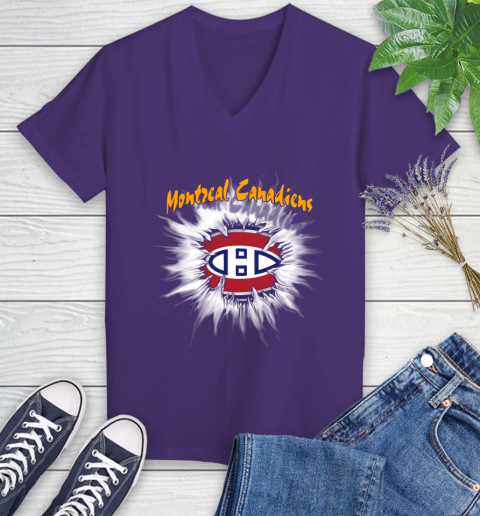 Montreal Canadiens NHL Hockey Adoring Fan Rip Sports Women's V-Neck T-Shirt 3