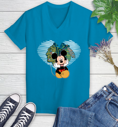 NHL Chicago Blackhawks Carolina Hurricanes The Heart Mickey Mouse Disney Hockey Women's V-Neck T-Shirt 7