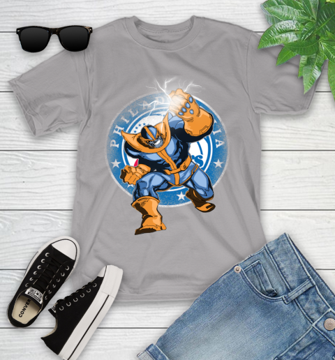 Philadelphia 76ers NBA Basketball Thanos Avengers Infinity War Marvel Youth T-Shirt 4
