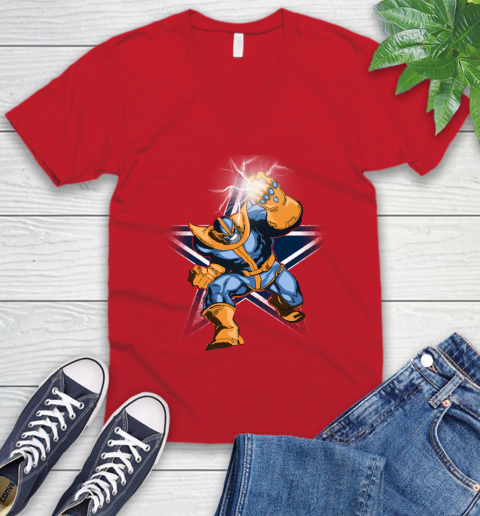 Dallas Cowboys NFL Football Thanos Avengers Infinity War Marvel V-Neck T-Shirt 6