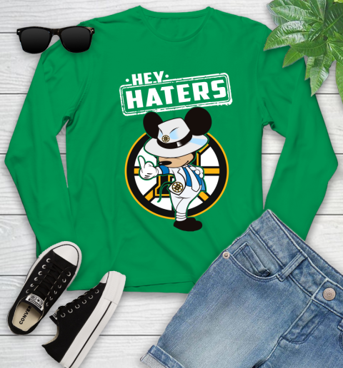 NHL Hey Haters Mickey Hockey Sports Boston Bruins Youth Long Sleeve 7